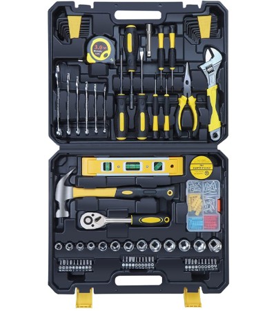 KEELAT 108 Pcs Toolbox Set Home Tool Kit For DIY and Quick Repairs Home Basic Tool Box Set Tools Set Spanar Box Set 工具箱螺丝刀钳子扳手锤子